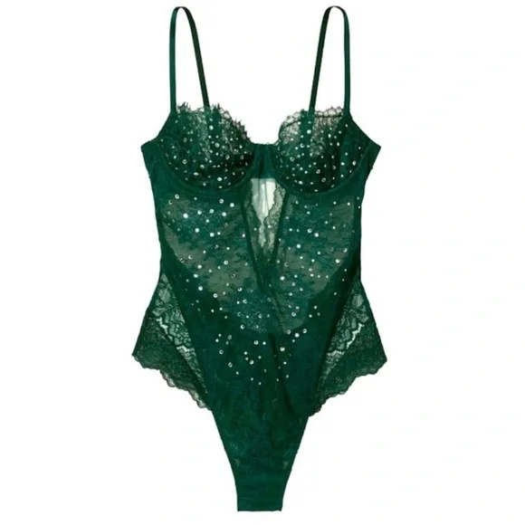 Victoria’s Secret Wicked Unlined Embellished Lace Bodysuit - Picture 2 of 7